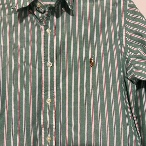 Polo Ralph Lauren Men’s green striped long sleeve button down shirt size S - Picture 2 of 5